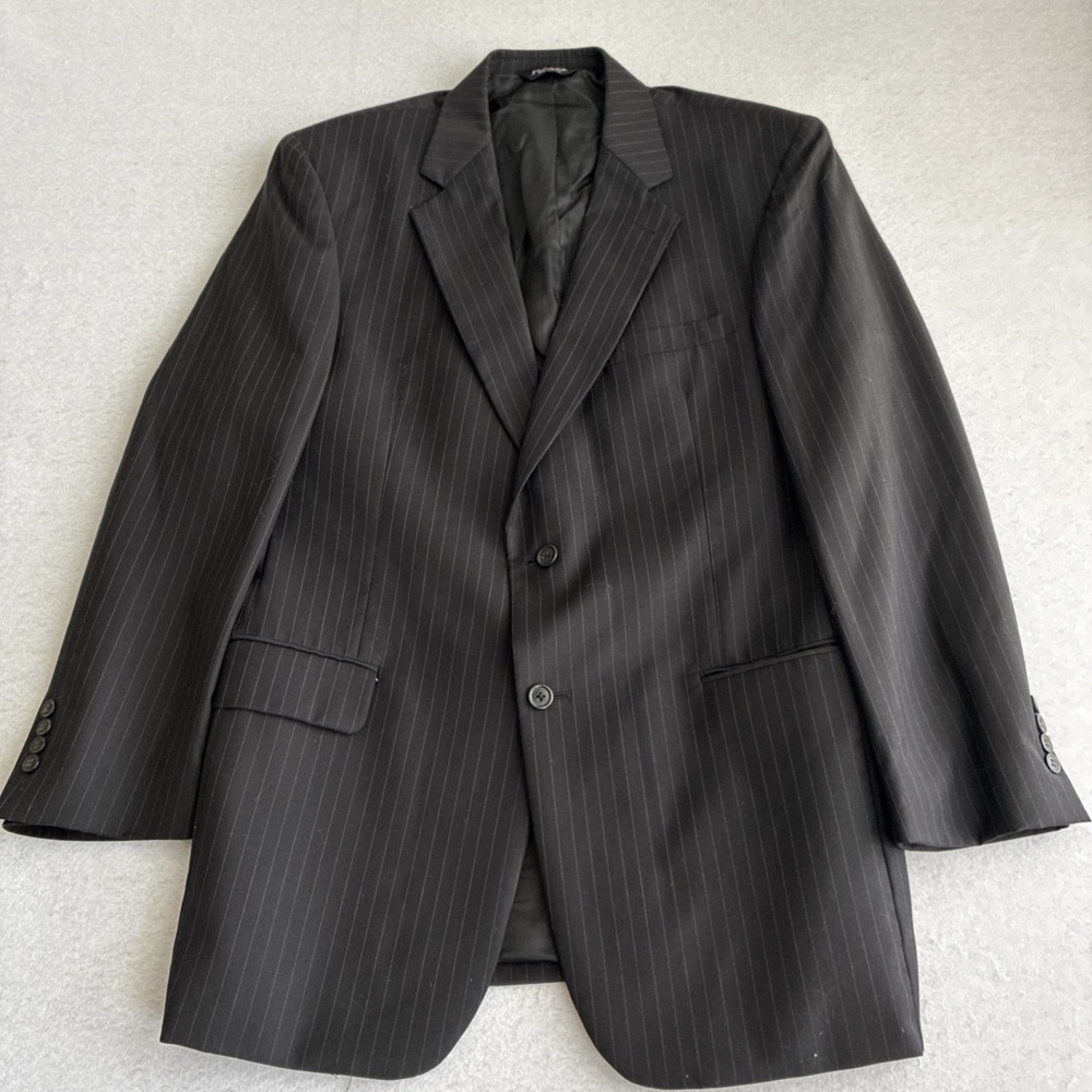 Jos. A Bank Men's Black Pinstripe Wool Blazer 43L Sport Coat Suit Jacket